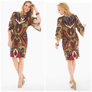 Chico's Empire Print Short Dress Size 1 Medium